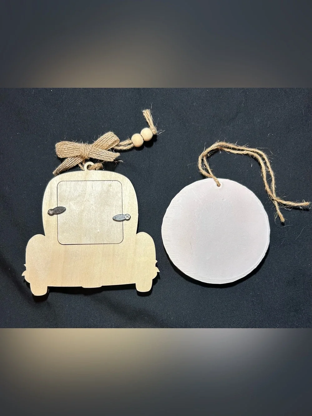 Just Married Wooden Ornament Frame in Natural and Cream - Wedding Keepsake
